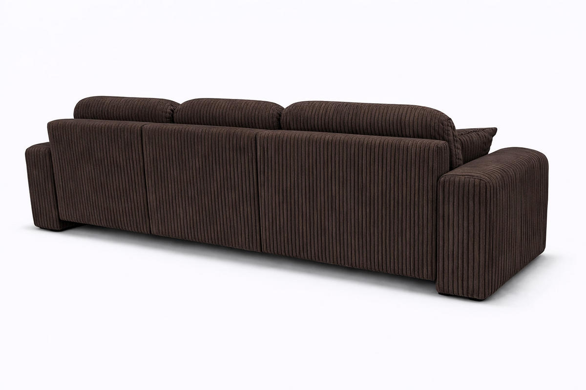 ECKSOFA Mit Schlaffunktion Und Bettkasten, Sofa L-Form Bingo L, Cordstoff Poso, Braun, Rechts - Braun, Holz (250/142cm) - Kaiser Möbel