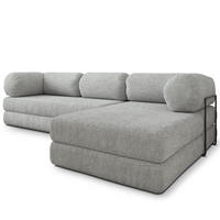 ROHOVÁ SEDAČKA KELI modulární Boneless pohovka s funkcí spaní, světle šedá QUELLE 83 - světle šedá, textil (270/160cm) - MASSENO