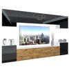 WOHNZIMMERWAND Schrankwand mit LED Schwarz Top / Wotan Eiche seiten Schwarz - Eiche Wotan/Schwarz, Holz (300/180/36cm) - B BELINI GROUP