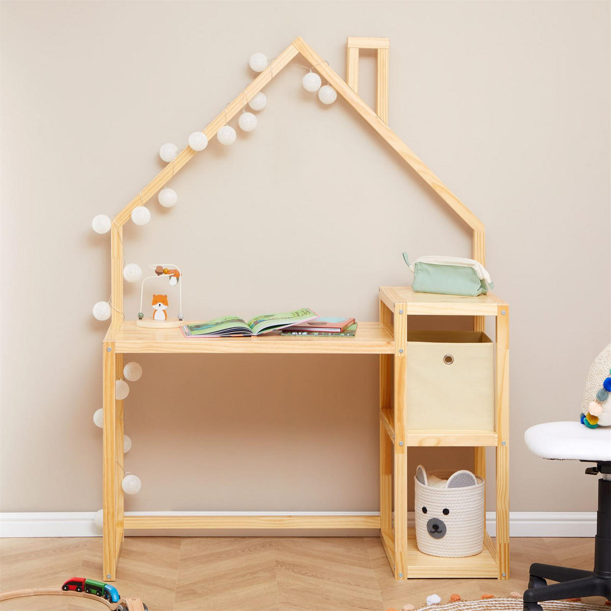 KINDERSCHREIBTISCH NIVIA - Naturfarben, Holz (120/162/50cm) - IDIMEX