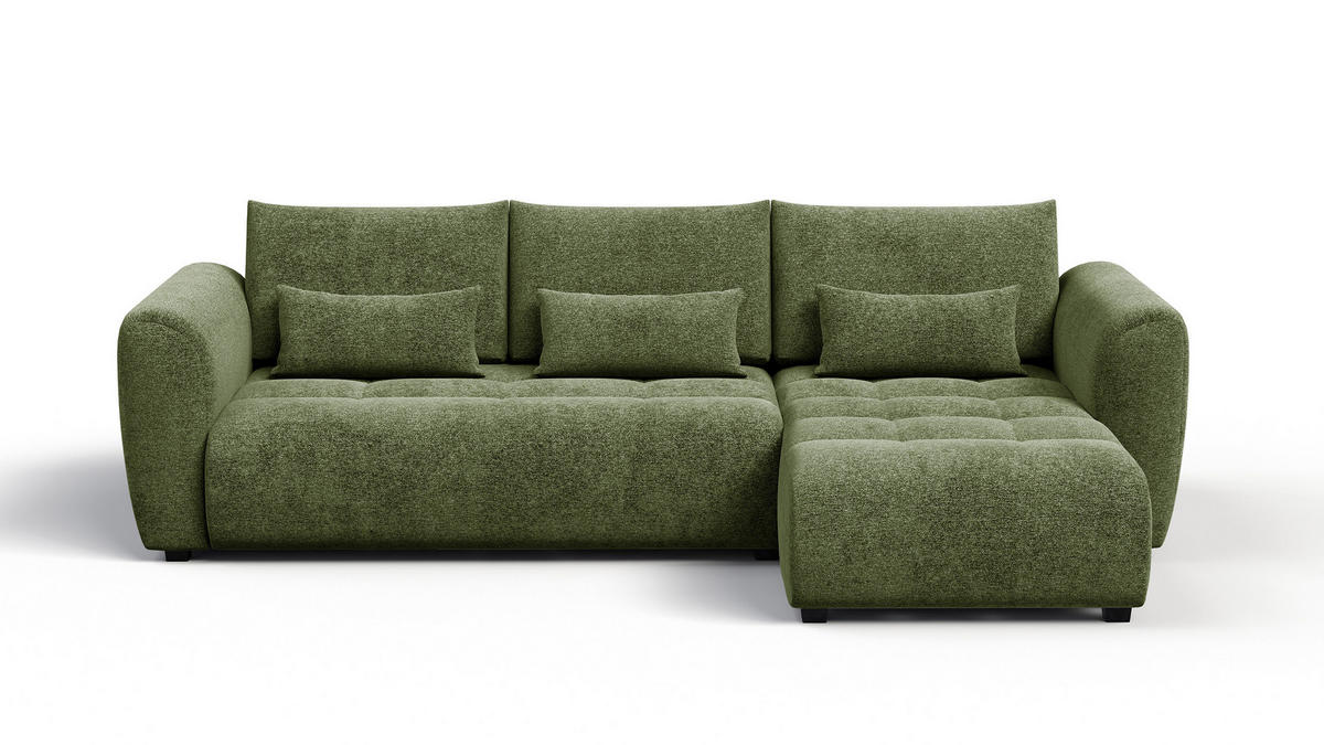 ECKSOFA SORENO 4-Sitzer, dunkelgrün - Dunkelgrün/Schwarz, Holz/Textil (293/171cm) - Courtois Laville