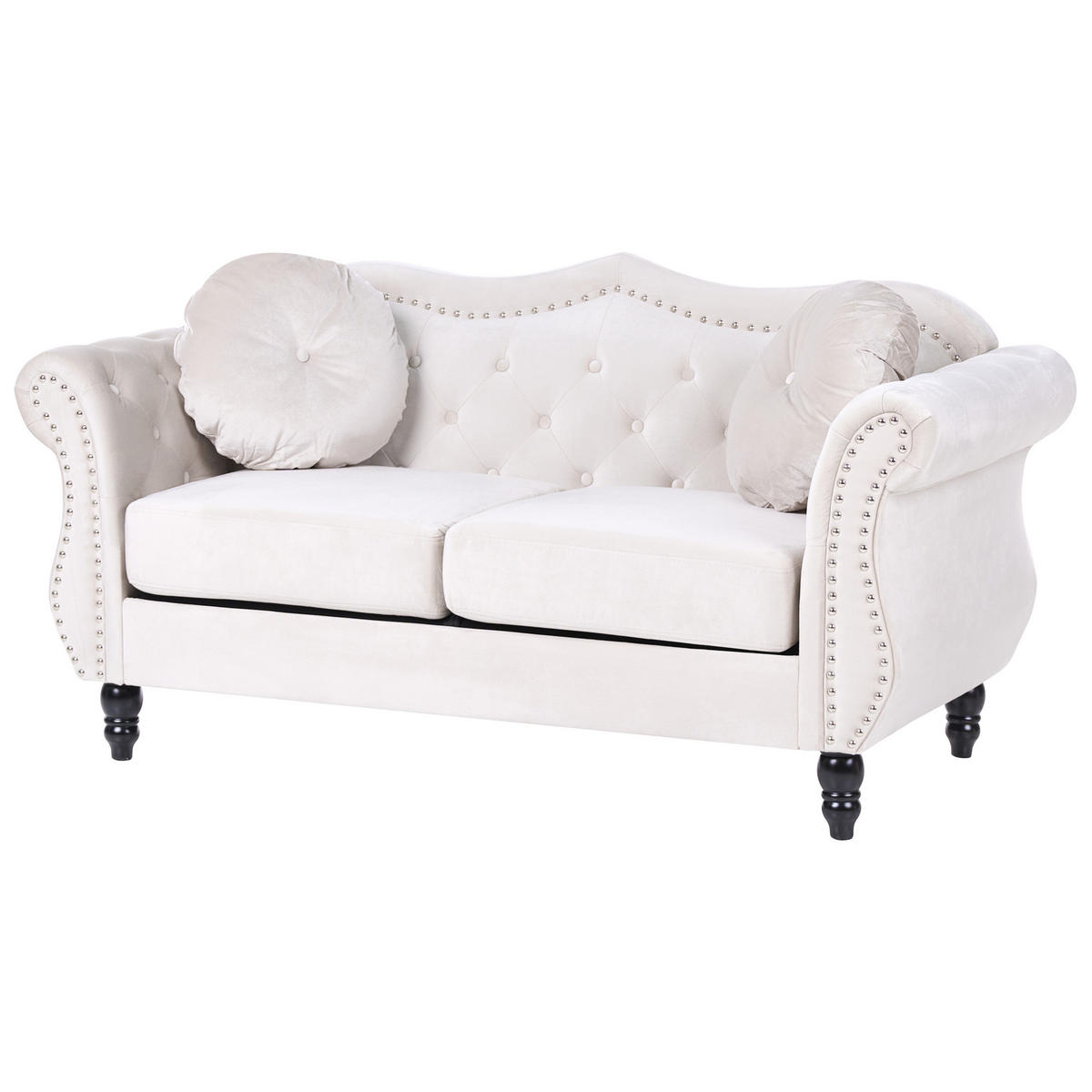 2-SITZER-SOFA Samtstoff Beige Skien - Beige/Schwarz, Textil (166/86/83cm) - Beliani