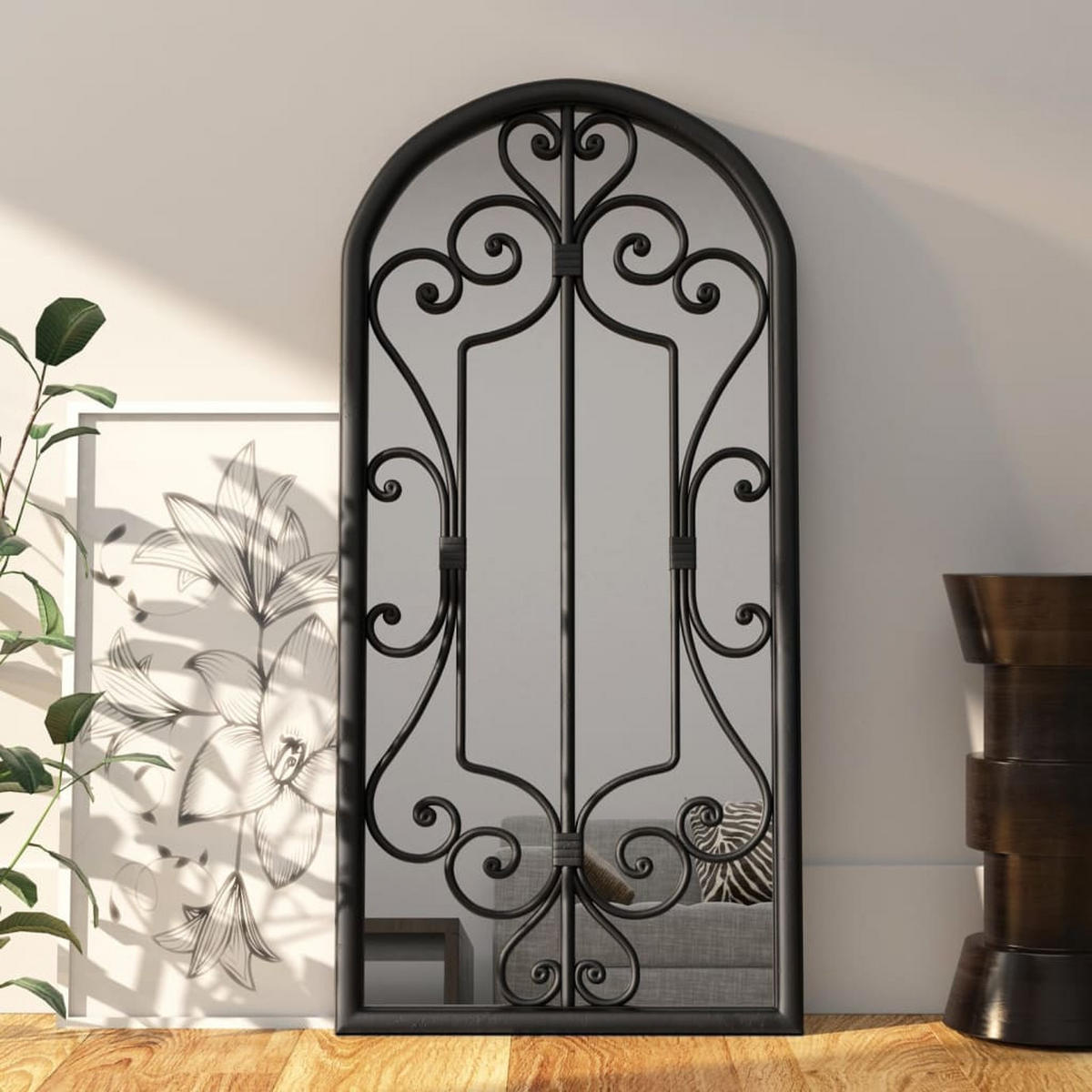 SPIEGEL Schwarz 100x45 cm Eisen für den Innenbereich - Schwarz, Metall (100/45/1cm) - furnicato