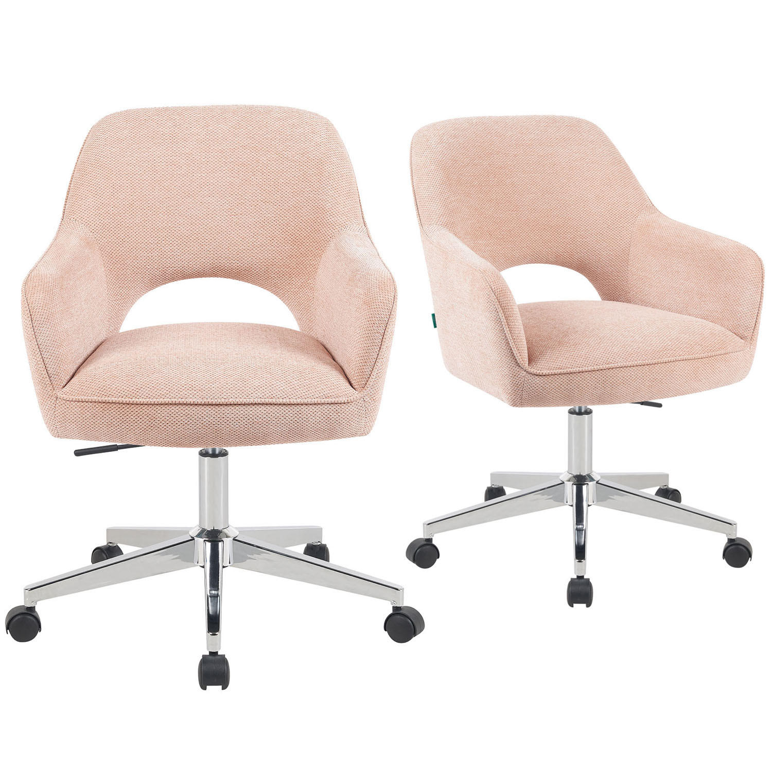 BÜROSTUHL Mika-Faro - Chromfarben/Rosa, Textil/Metall (60/84/65cm) - DUBI Möbel