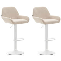 BARHOCKER 2er Set Prag Stoff weiß creme - Chromfarben/Creme, Textil/Metall (51/109/52cm) - TPFLiving