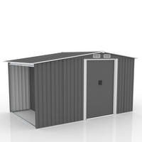 GARTENHAUS Vosges aus grauem Stahl 6 87 m² mit Holzabstellraum - Grau, Metall (205/178/335cm) - Concept Usine