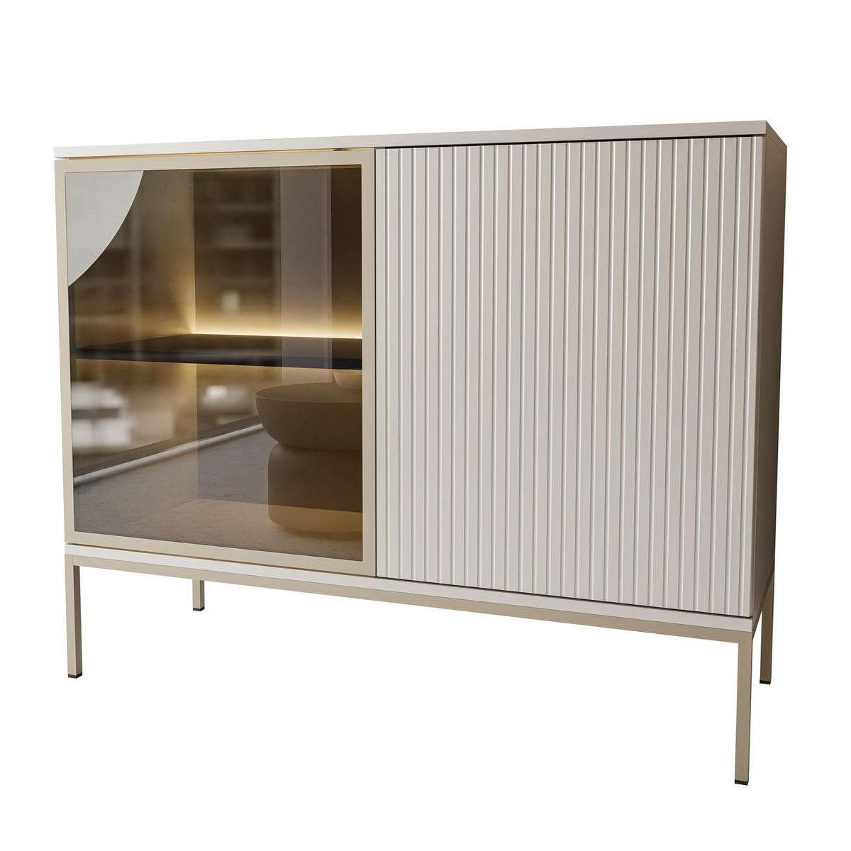 KOMMODE ECLIPSE K104 mit Beleuchtung,KASCHMIR - Kaschmir, Holzwerkstoff (104/83/39cm) - Lookway