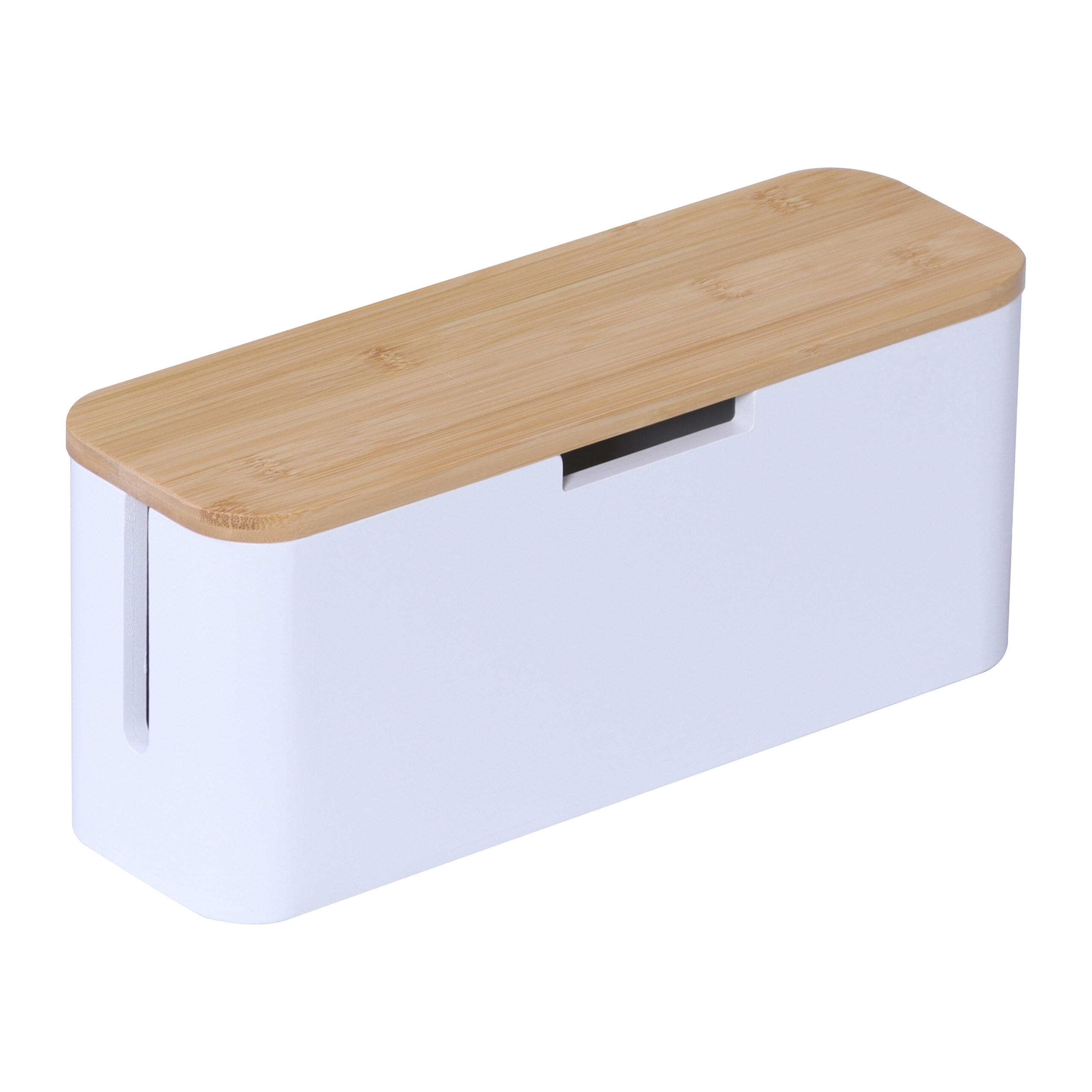 KABELBOX - Weiß, Holz/Metall (13.5/34/14.5cm) - Relaxdays