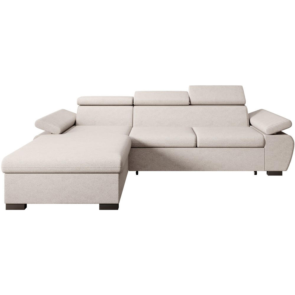 ECKSCHLAFSOFA Coco mit verstellbare Kopfstützen, beige, links - Beige, Textil (273/191cm) - Beautysofa