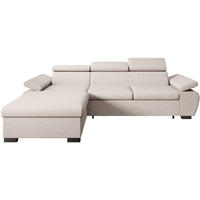 ECKSCHLAFSOFA Coco mit verstellbare Kopfstützen, beige, links - Beige, Textil (273/191cm) - Beautysofa