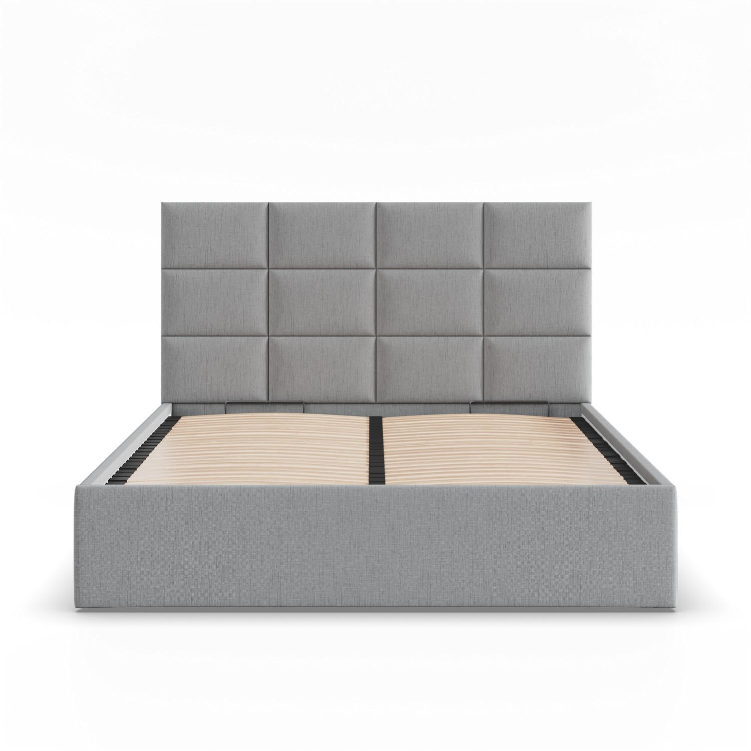 POLSTERBETT MIT KOPFTEIL 180x200 mit Bettkasten YORK, Grau - Hellgrau, Textil (180/200cm) - Mebligo
