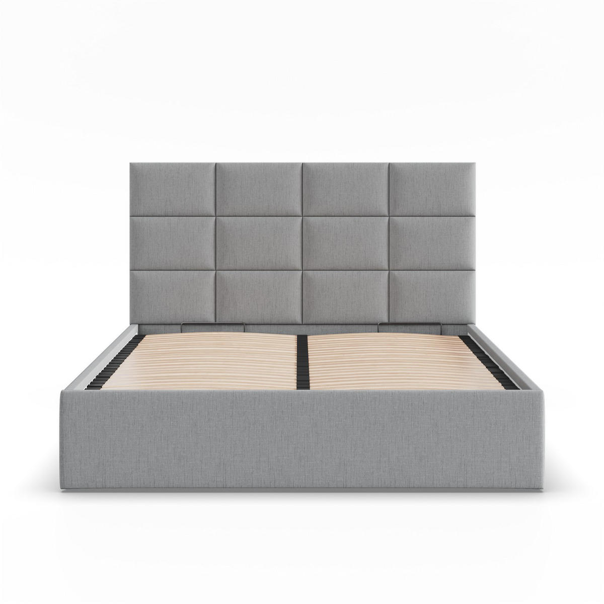 POLSTERBETT MIT KOPFTEIL 140x200 mit Bettkasten YORK, Grau - Hellgrau, Textil (140/200cm) - Mebligo