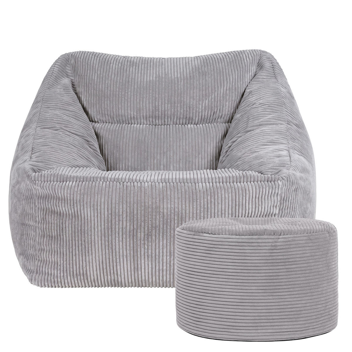SITZSACK Sessel Natalia mit Sitzpouf - Hellgrau, Textil (100/80/88cm) - icon