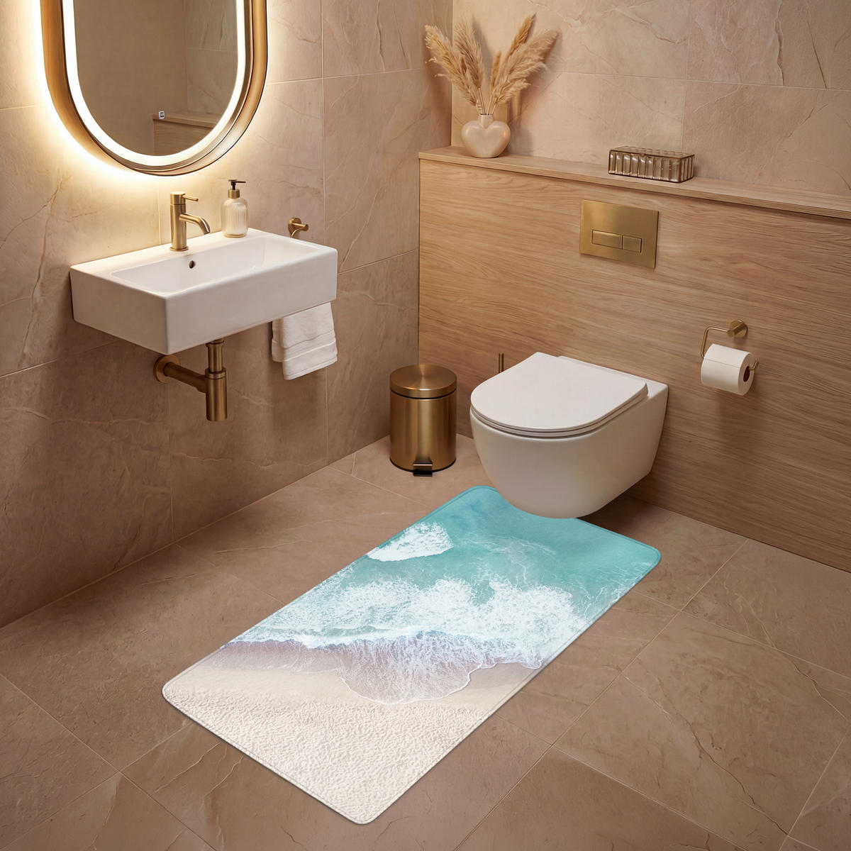 WC PŘEDLOŽKA Pláž - Moře - Příroda - Léto 60x120 cm - tyrkysová, textil/plast (60/1cm) - OnlyWow