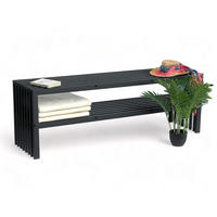 GARTENBANK Metall Wetterfest 3 Sitzer Schwarz 150 cm mit 2 Ebenen - Schwarz, Metall (150/50/40cm) - DanDiBo