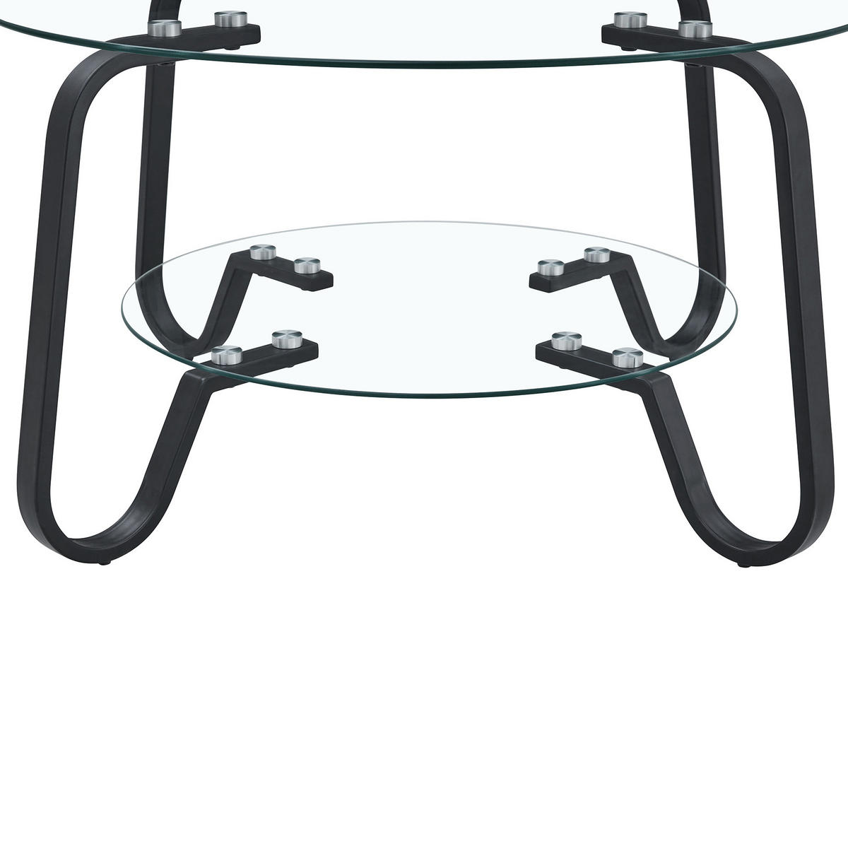 COUCHTISCH 80/80/45 cm rund mit 2 Glasablagen und Metallgestell im Industrial-Stil, Schwarz - Schwarz, Metall (80/80/45cm) - Redom