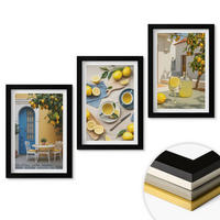 WANDBILDER 3er-Set - 20x30 cm Schwarzer Rahmen - Zitronenlimonade blaue Tür - Schwarz, Kunststoff (20/30cm) - ArtPrintCave