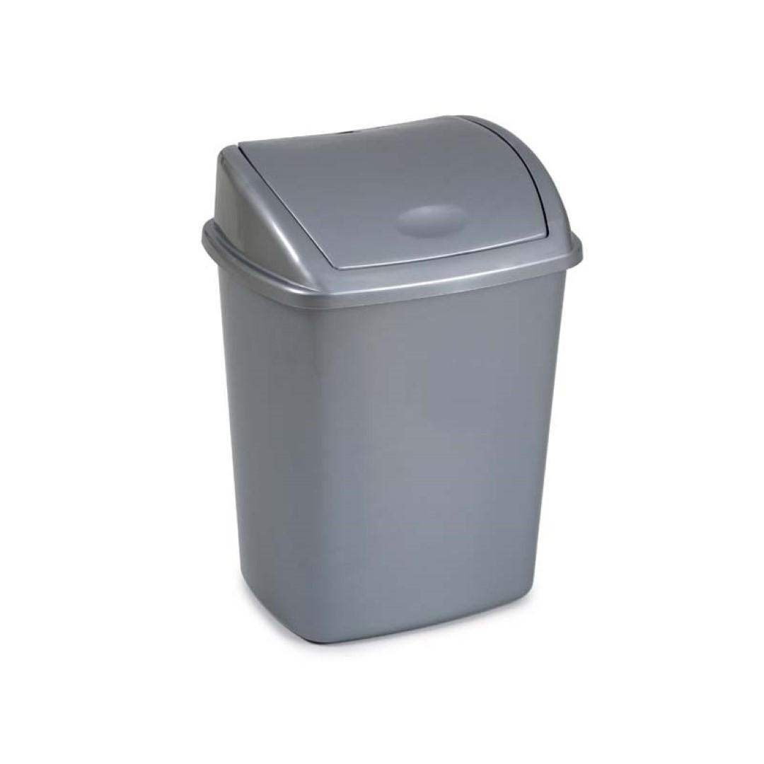 MÜLLEIMER klassisch Mit Klappdeckel 15 Liter 40 x 30 x 20 cm Kunststoff Grau - Grau, Kunststoff (30/40/20cm) - PROREGAL