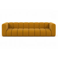COUCH, Viersitzer-Sofa Grand, Veloursstoff Salvador, Gelb - Gelb, Holz (290/70/93cm) - Kaiser Möbel
