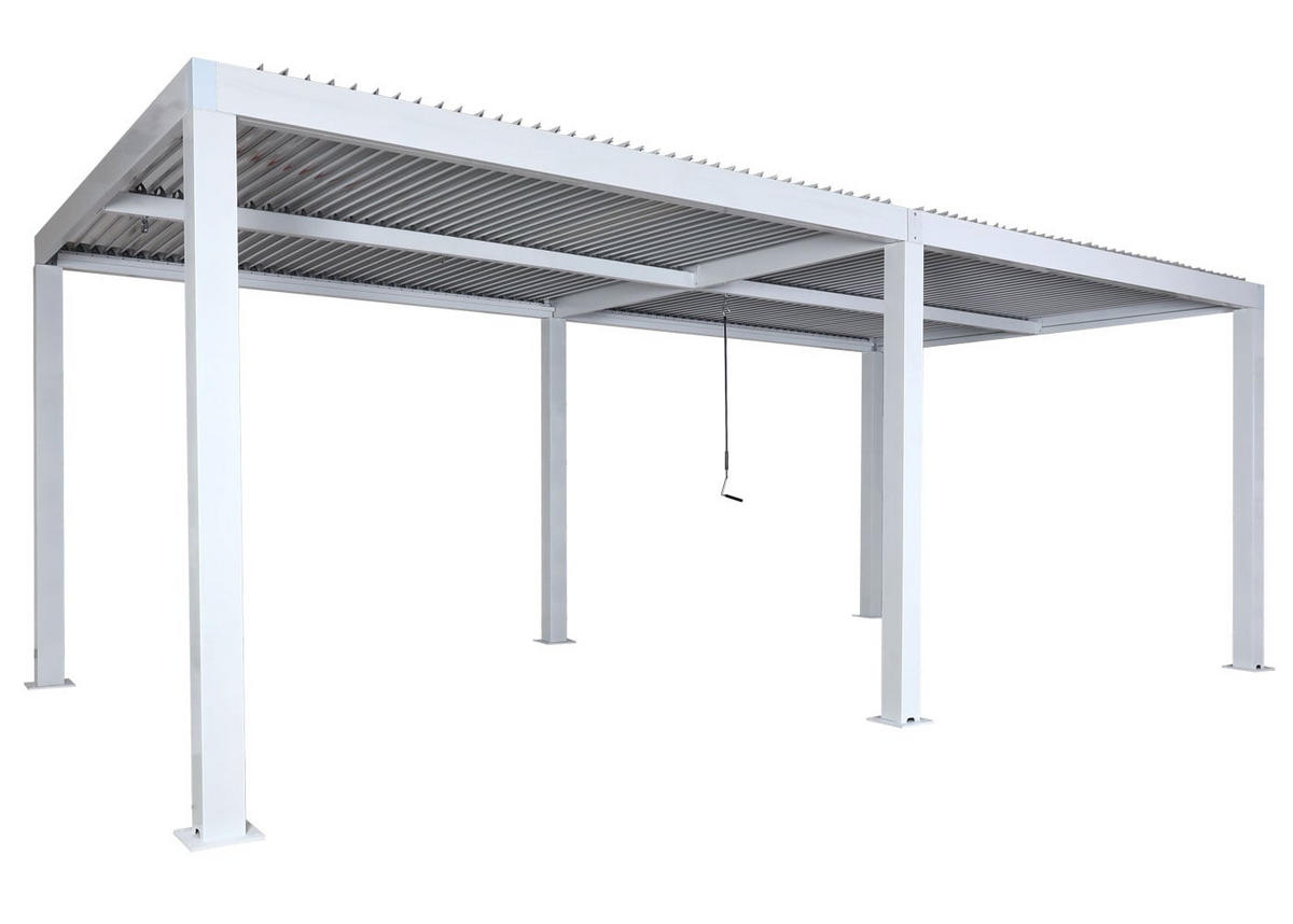 CARPORT HxBxT 220x583x301cm 11cm-Aluminium-Gestell Regenrinne sturmfest 3x6m Weiß - Weiß, Metall (583/220/301cm) - PROREGAL