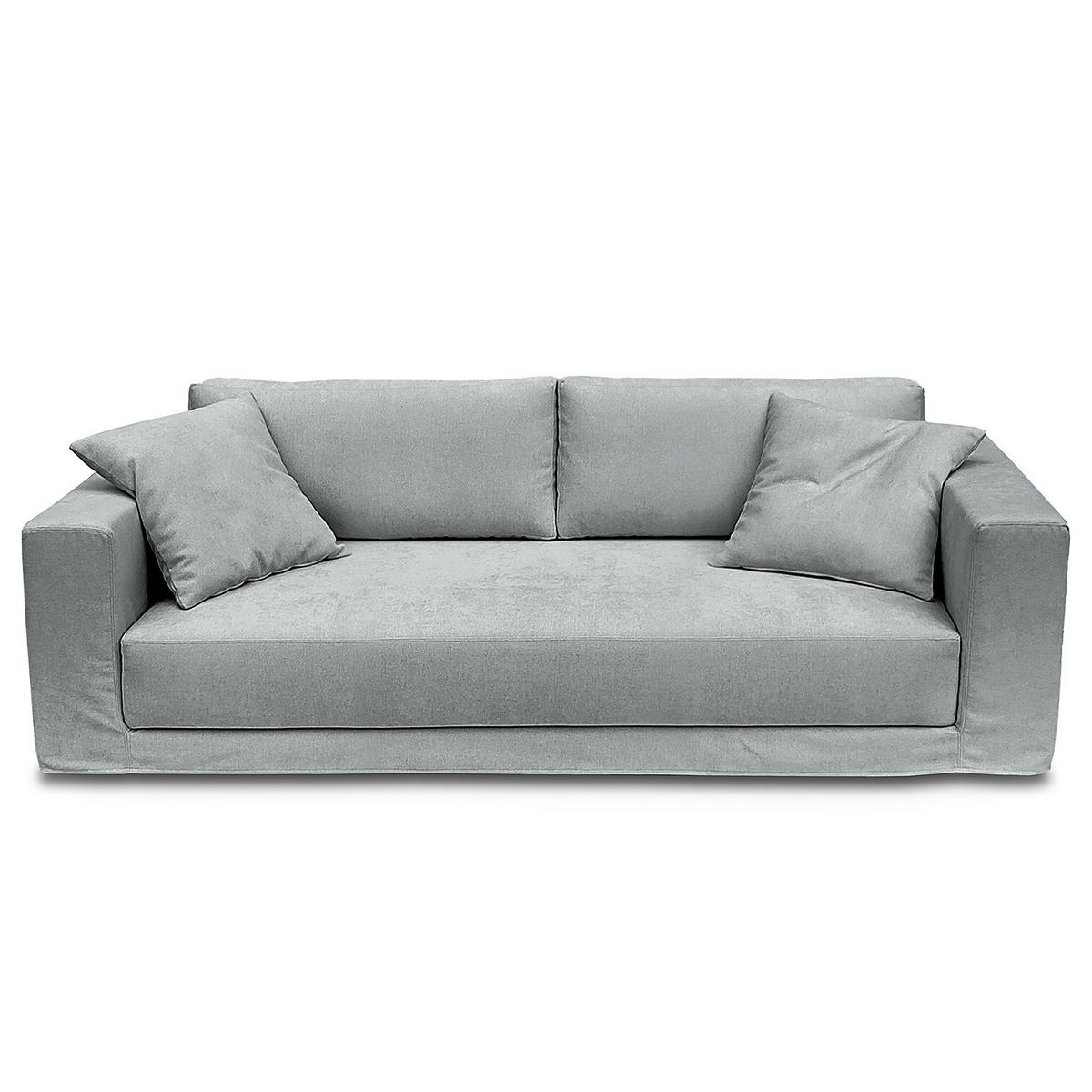 3-SITZER SOFA mit Wechselbezug - Webstoff - Hellgrau, Textil (245/63/122cm) - home24