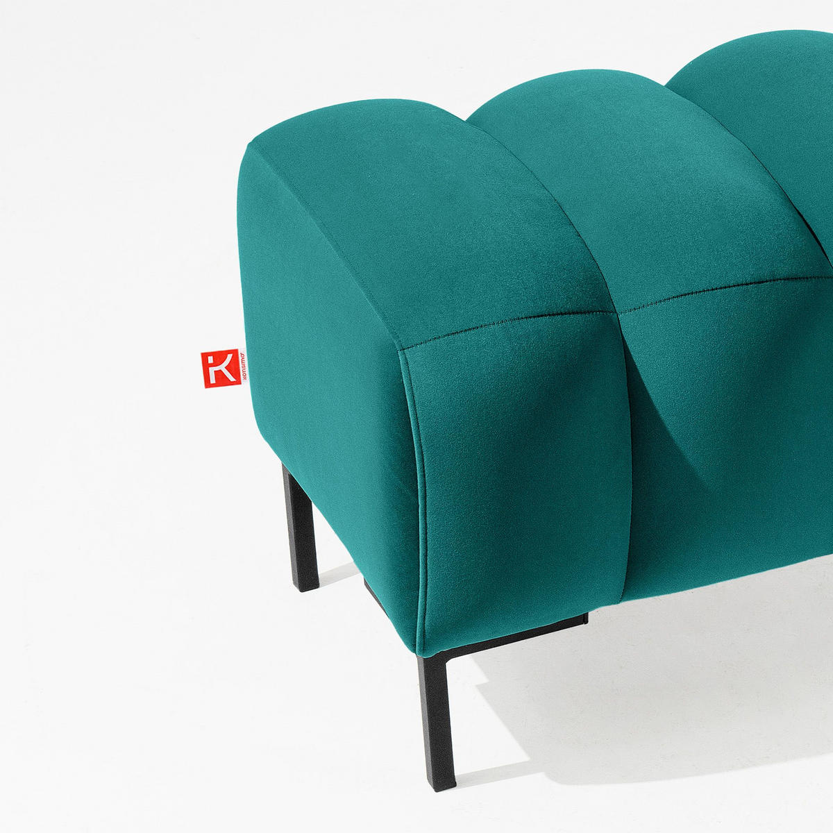 SITZHOCKER Polsterhocker PECCO, Veloursstoff - Dunkelgrün/Schwarz, Holz/Textil (120/50/50cm) - KONSIMO®