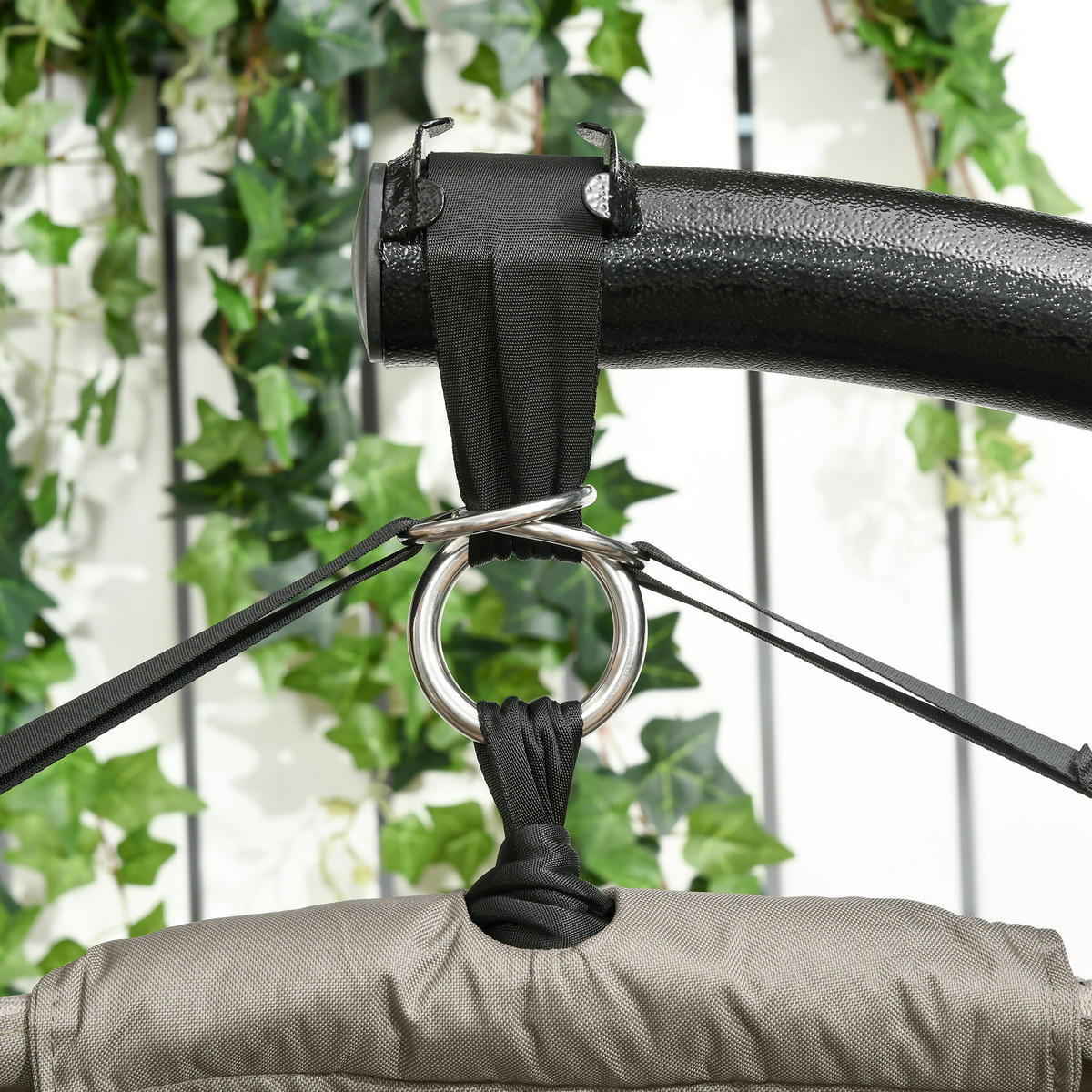 HÄNGESESSEL, Stahl, Polyester, Sand - Sandfarben, Kunststoff/Metall (103/172/130cm) - Outsunny