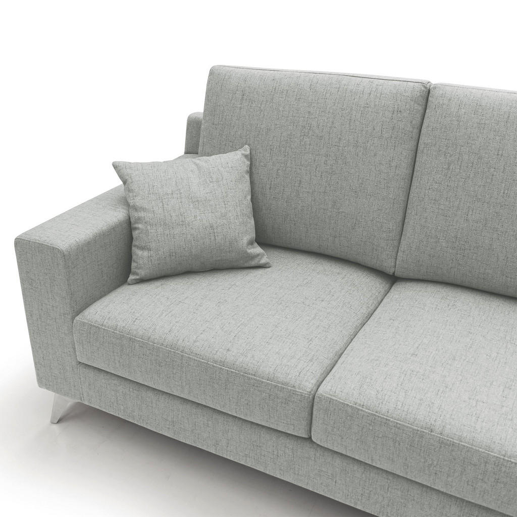 Thumbnail - Divani.store Linearsofa, Hellgrau, Textil, 186x95x91 cm, Wohnzimmer, Sofas & Couches, Sofas