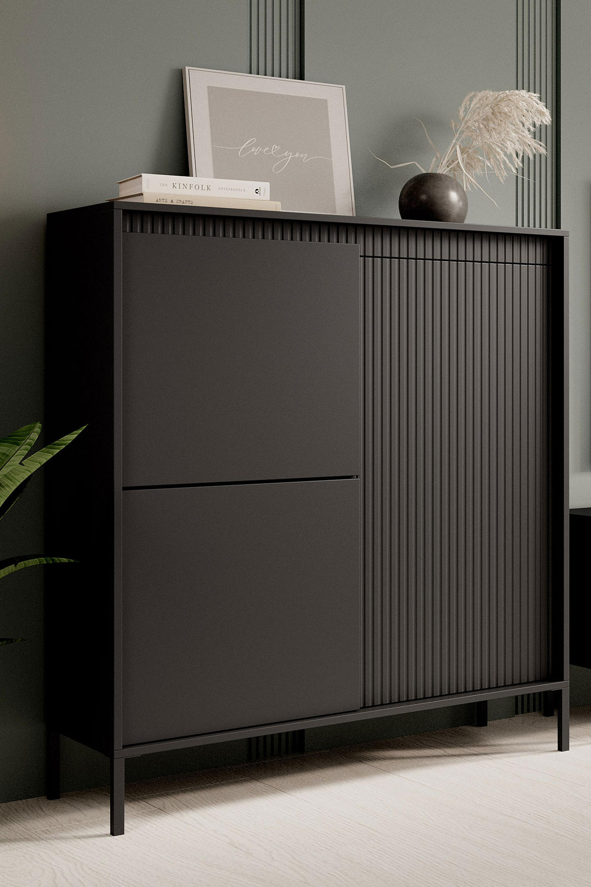 HIGHBOARD Senso schwarz 104 / 40 / 124cm - Schwarz, Holz/Holzwerkstoff (104/124/40cm) - Feldmann-Wohnen