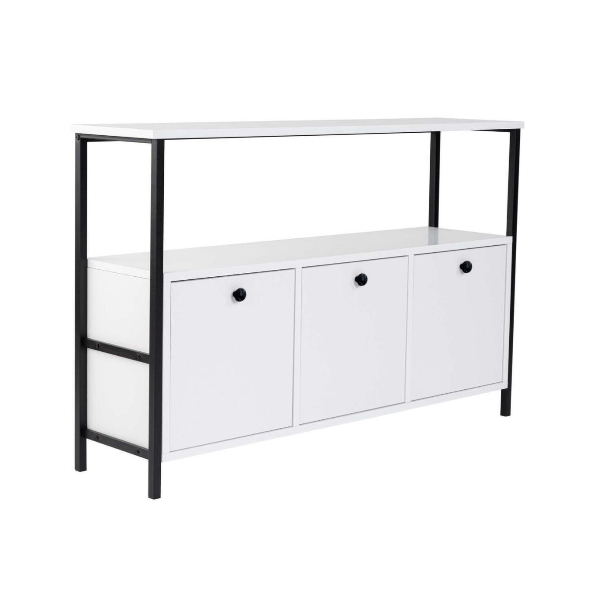 SIDEBOARD mit 3 Türen und 1 oberer Ablagefläche 120/29,5/77 cm - Schwarz, Holzwerkstoff (29.5/77/120cm) - Calicosy