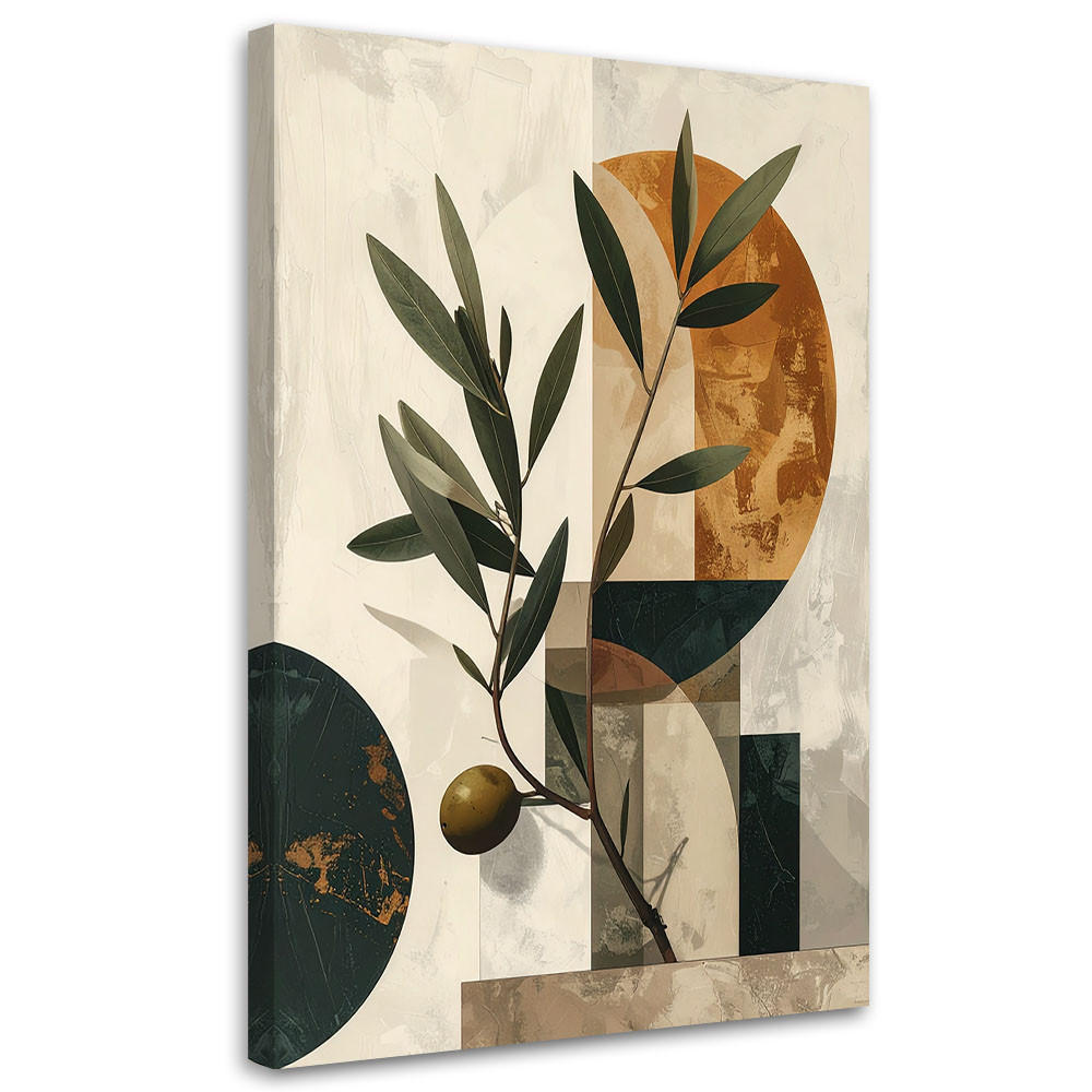 WANDBILD, Eine minimalistische Komposition mit Blättern und geometrischen Formen - Grün, Textil (30/45cm) - Feeby