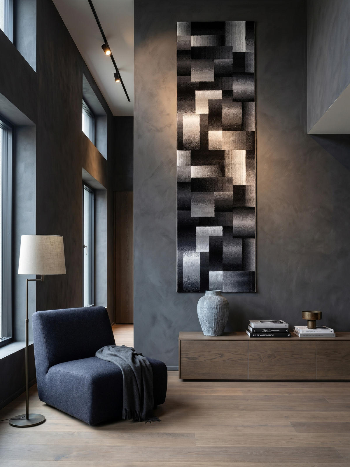 TEPPICH Kurzflor ASPEN in Schwarz, abstrakt kariert, 80 x 150 cm - Schwarz, Textil (80/150cm) - KADIMA DESIGN