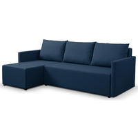 ECKSOFA Solid mit Schlaffunktion und Bettkasten - Dunkelblau, Holz/Holzwerkstoff (217/138cm) - Ravio