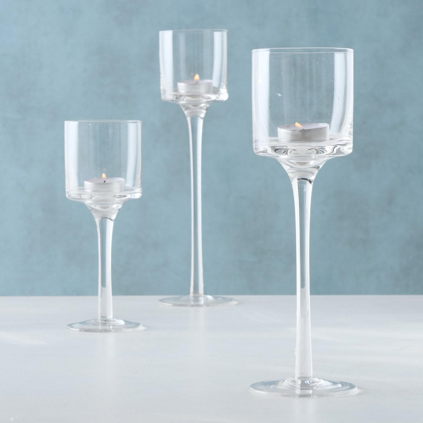KERZENHALTER Arosa, 3 Höhen - Transparent, Glas (7.5/30/7.5cm)