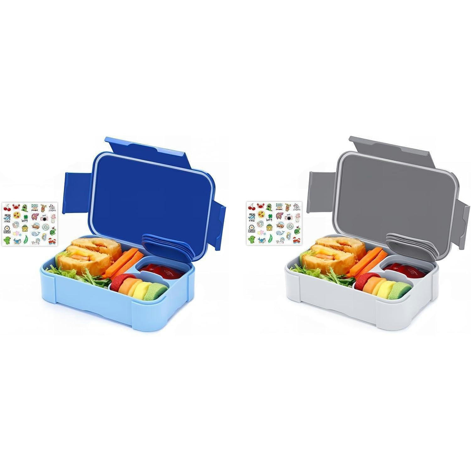 BROTDOSE 2er Set 900ml auslaufsicher mit Fächern - Multicolor, Kunststoff (13.7/10.8/19cm)