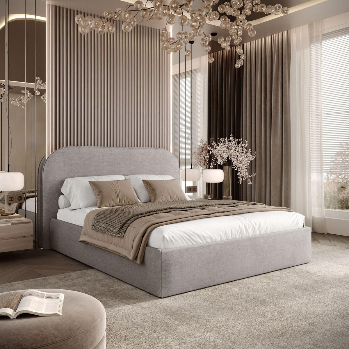 POLSTERBETT OLIMPIA mit Bettkasten 120x200, Perfect Harmony 80 - Hellgrau, Textil (120/200cm) - Lookway
