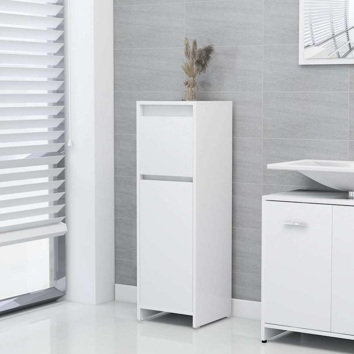 BADEZIMMERSCHRANK Weiss 30/30/95 Cm Holzwerkstoff - Weiß, Holzwerkstoff (30/95/30cm) - vidaXL