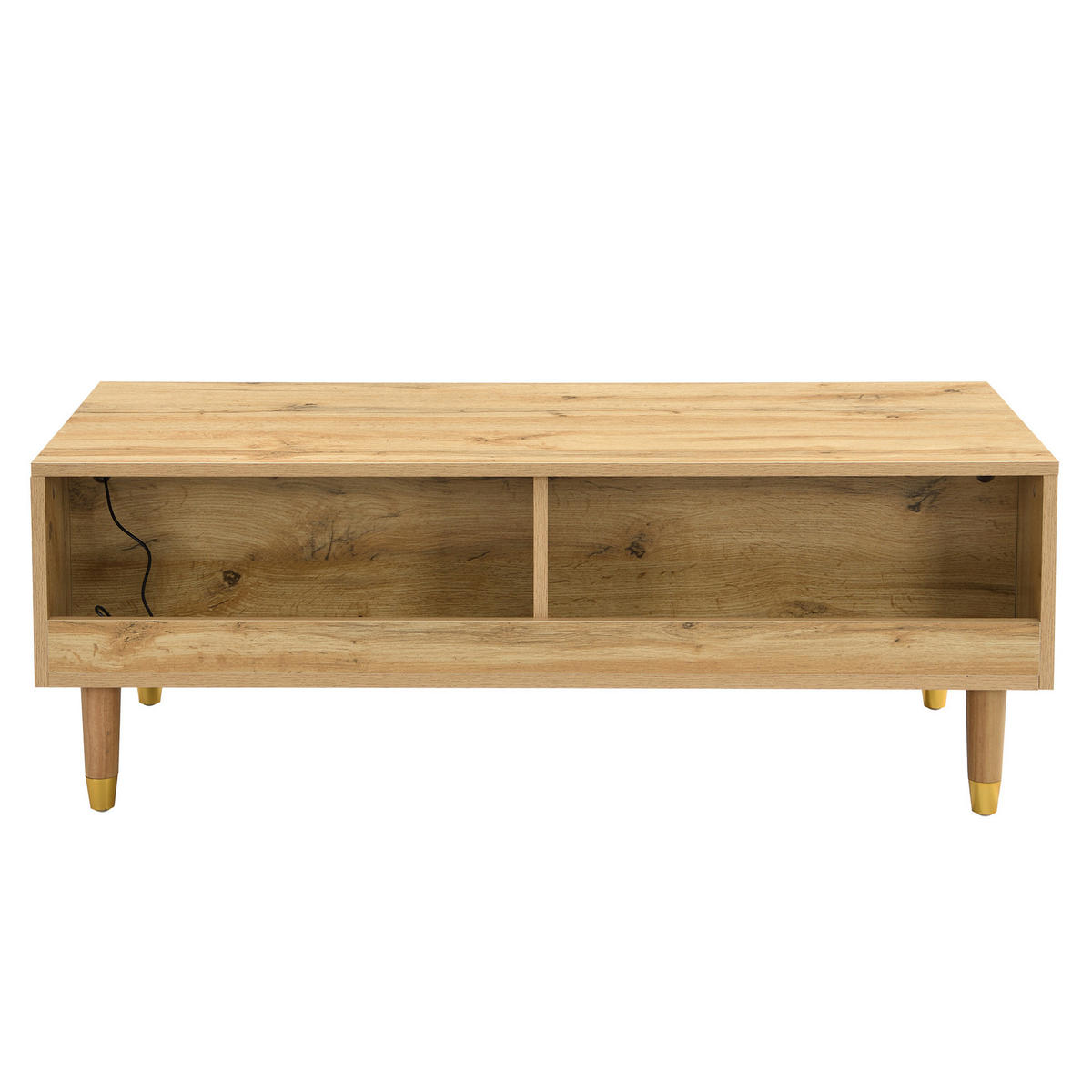 COUCHTISCH aus MDF 178x35x45 cm in Naturfarben mit LED-Beleuchtung & 2 Schubladen - Naturfarben, Holzwerkstoff (178/35/45cm) - Modfu