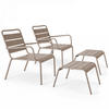 RELAXSESSEL MIT HOCKER 2-tlg., Taupe - Taupe, Metall (64/72/60cm) - Oviala