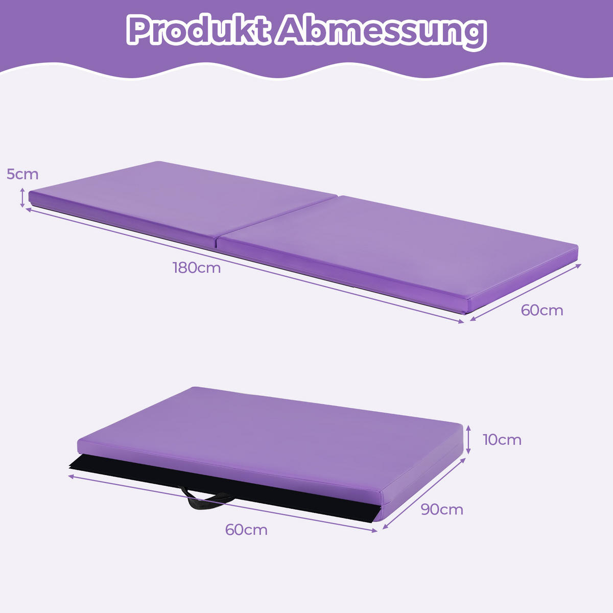 SPORTMATTE Violett - Lila, Leder (180/60cm) - COSTWAY