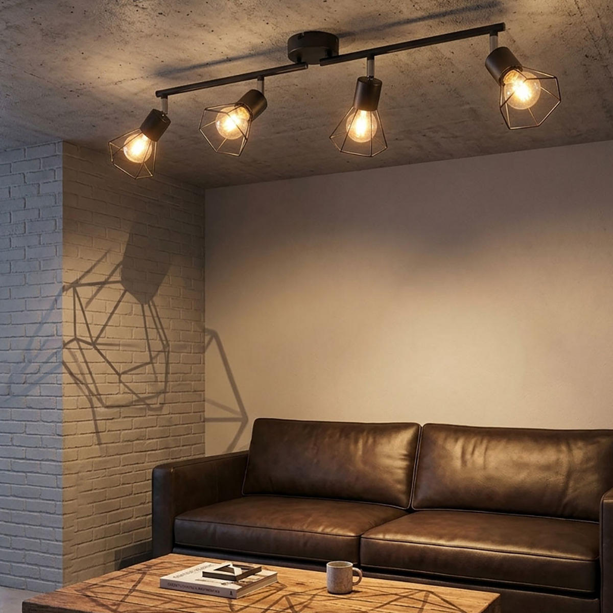 LED DECKENLEUCHTE Metall Geflecht Schwarz - Schwarz, Metall (70/9.2/20cm) - Globo Lighting