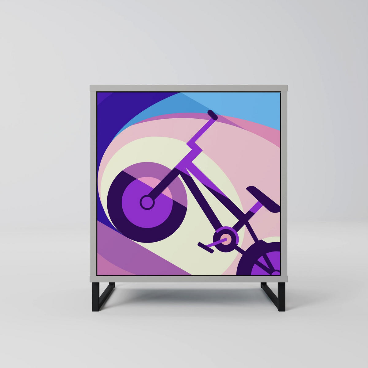 SIDEBOARD BIKE DREAMS, Grau, 57,5x42x57,5 cm, Ohne Füße - Multicolor/Grau, Holzwerkstoff (57.5/57.5/42cm) - SpaceRebels