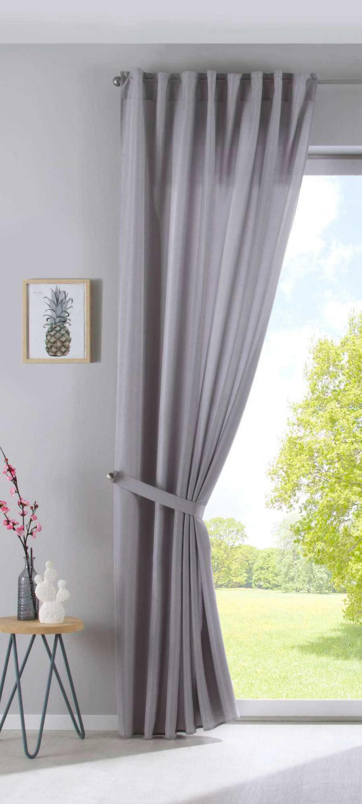 SCHLAUFENGARDINE »Jena« HxB 225x140 cm Silber - Silberfarben, Textil (140/225cm) - Gardinenbox