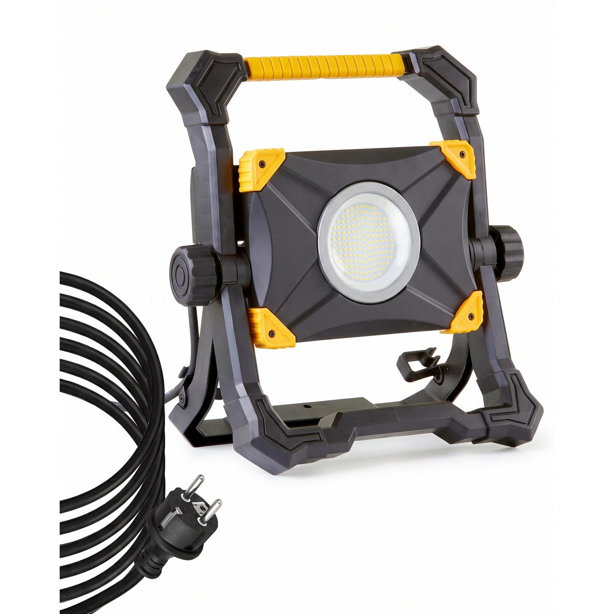 NORTHPOINT LED Baustrahler Arbeitsstrahler 100W 9000 Lumen mit USB-Ausgang stufenlos dimmbar rückseitige Steckdose #1 - Schwarz, Metall (13/77/215cm) - Northpoint