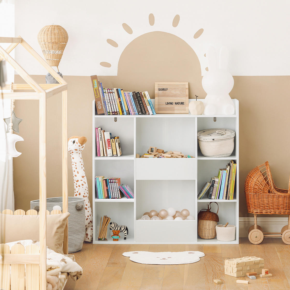 KINDERREGAL Weiß - Weiß, Holzwerkstoff (106/104/30cm) - SoBuy