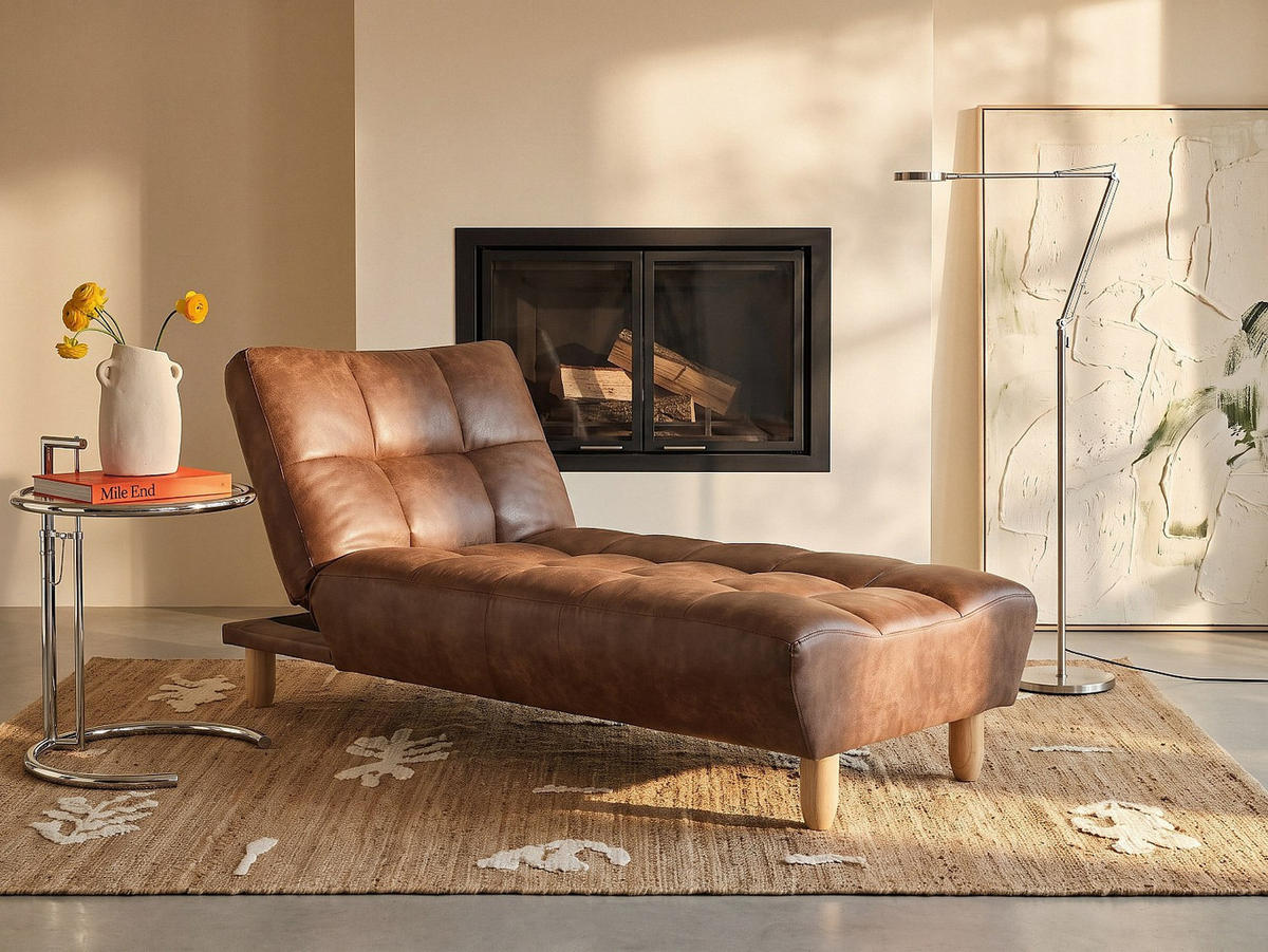 RECAMIERE mit Schlaffunktion - 1 Person - stoff - braun Esteban - Braun, Holz/Textil (84/87/165cm) - Vente-Unique