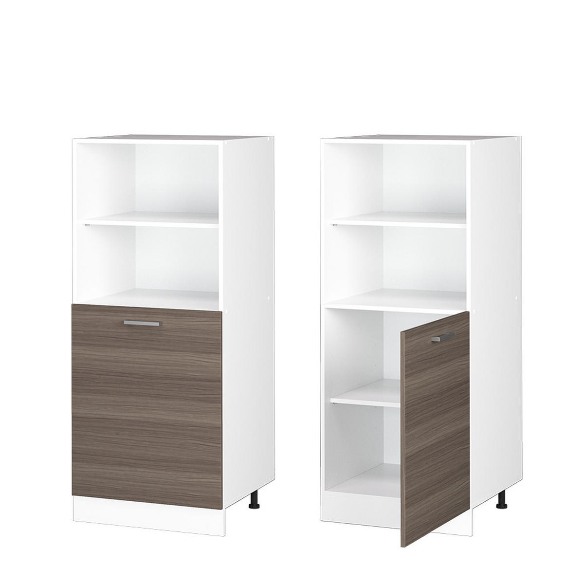 HERDUMBAUSCHRANK R-Line Grau 60 cm - Weiß/Braun, Holzwerkstoff (60/143/57cm) - Vicco