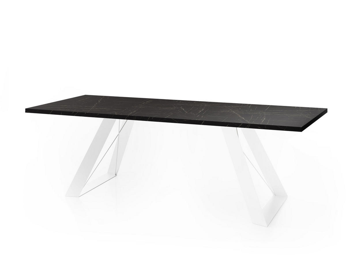 ESSTISCH Colter Weiß rechteckig ausziehbar, Marmor Schwarz 140-240/80/76 cm - Anthrazit/Schwarz, Holzwerkstoff/Metall (80/240/76cm) - WFL GROUP