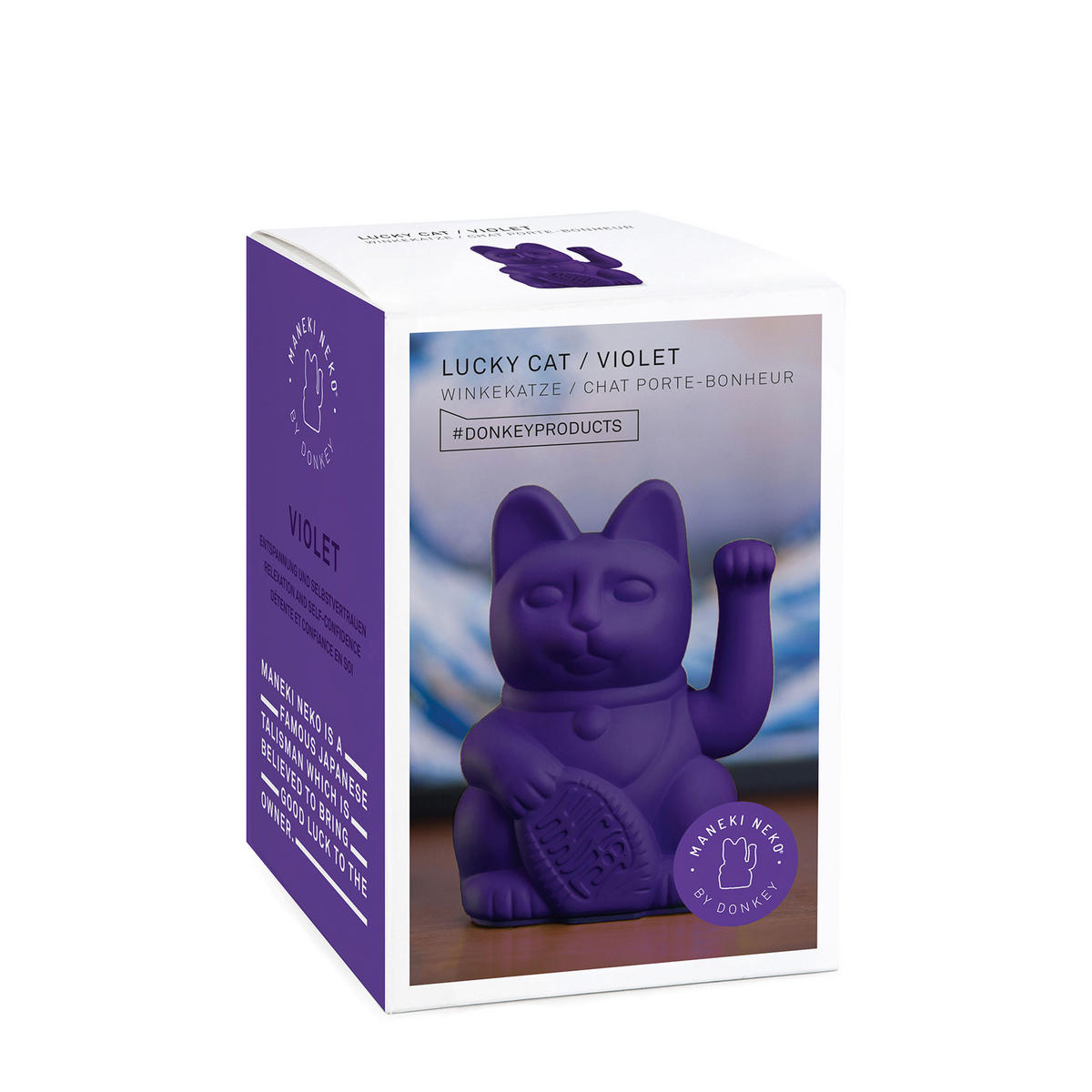 WINKEKATZE Lucky Cat, Kunststoff, Violett, ca. 15 cm - Violett, Kunststoff (10.5/15/8.5cm) - Donkey Products