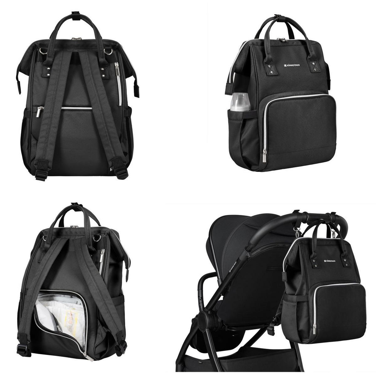 WICKELTASCHE Siena schwarz grau Wickelunterlage, Thermo-Flaschenfächer, wasserabweisende Tasche - Schwarz, Textil (21/42/27cm) - Kikka boo